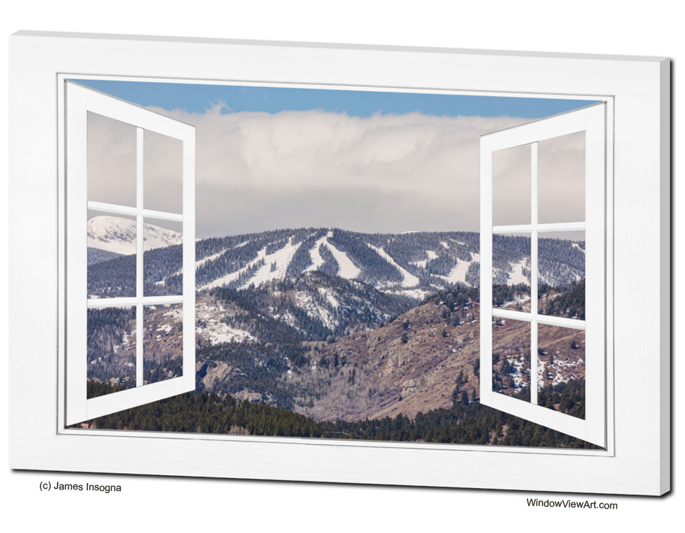 Ski Slopes Open White Picture Window Frame Art View 32x48x1.25 Premium  Canvas Gallery Wrap - Window Frame Art, Pictures That Look Like Window  Views, Whitewash Windows